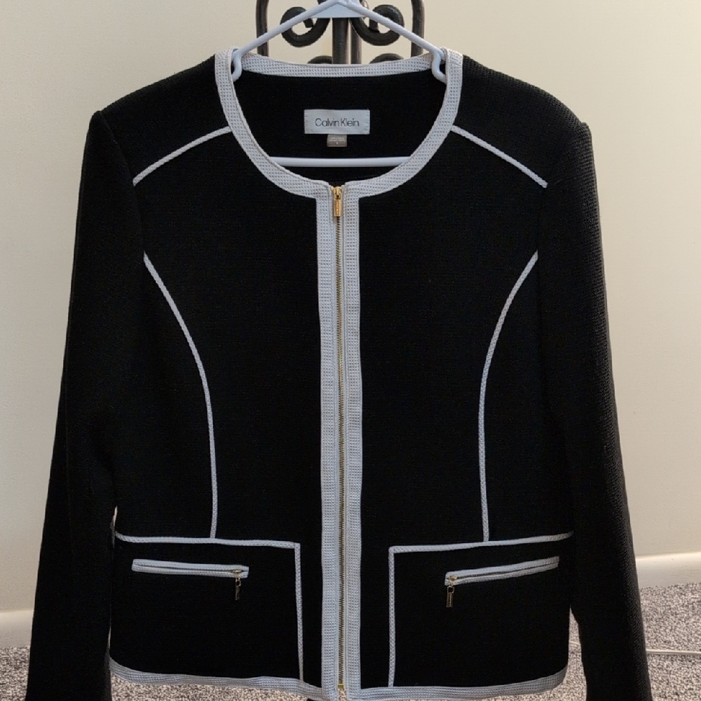 Calvin Klein Black Blazer with White Trim